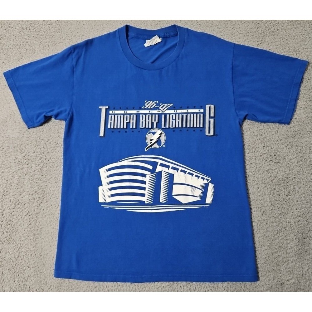 Vintage 1996‎ 1997 Tampa Bay Lightning NHL Lee Sport Blue Men's T-Shirt Sz Large